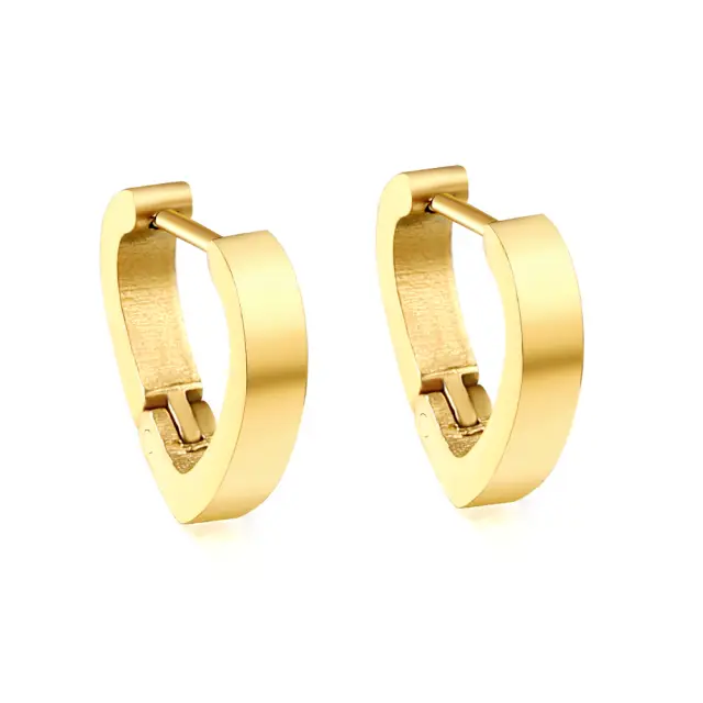 Heart Shaped Small Hoop 18K Gold Plated Earrings