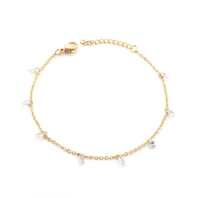 Diamonte 18K Gold Plated Bracelet 17cm long - 8x 4mm Diamontes