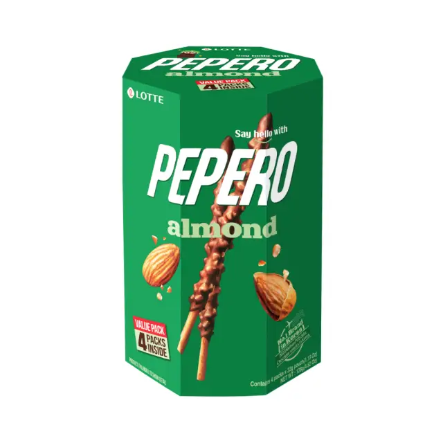 Lotte Pepero Biscuit Sticks with Almond Chocolate Coating Multi Box 128g
乐天PEPERO杏仁巧克力棒分享盒128g