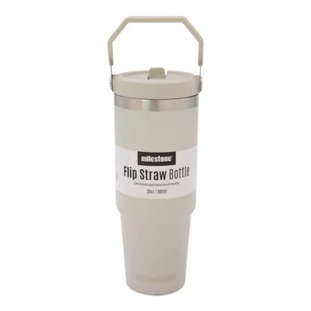 Milestone 30oz Insulated Travel Mug with Flip Straw - Grey