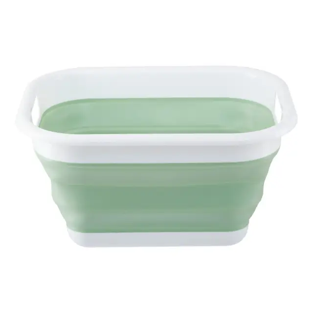 Averill Collapsible Green White Laundry Basket