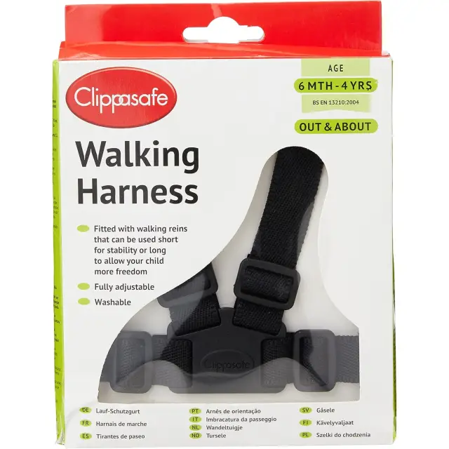 Clippasafe Walking Baby Harness with Reins Black
