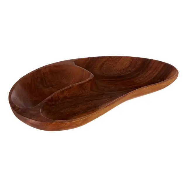 Kora Acacia Two Section Bean Shaped Dish