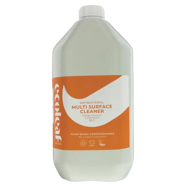 ECOLEAF BY SUMA - Multi Surface Cleaner -AntiBac - Orange Blossom & Petitgrain - 5L