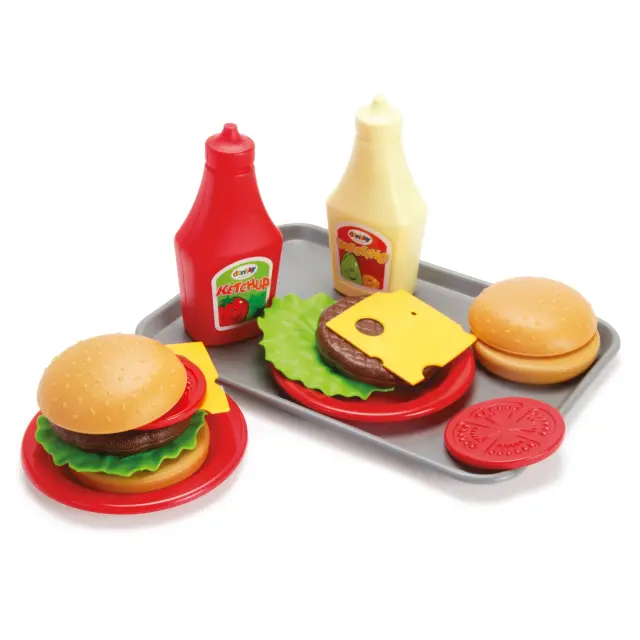 Dantoy Plastic Burger Tray Pretend Play Set