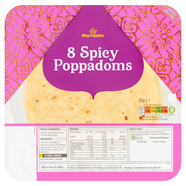 Morrisons Poppadoms Spicy 8Pk