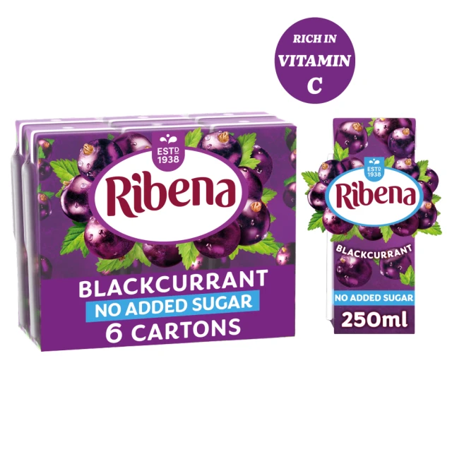Ribena No Added Sugar Blackcurrant Juice Drink 6 X 250ml