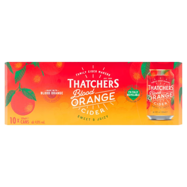 THATCHERS BLOOD ORANGE FRUIT CIDER 10 X 330ML (ABV 4%)