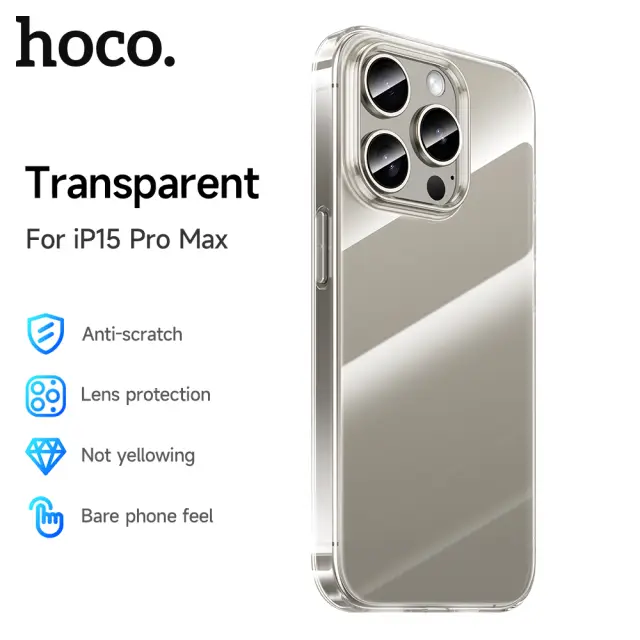 HOCO Light Series Transparent TPU Protective Phone Case - iPhone 15 Pro Max - Gold