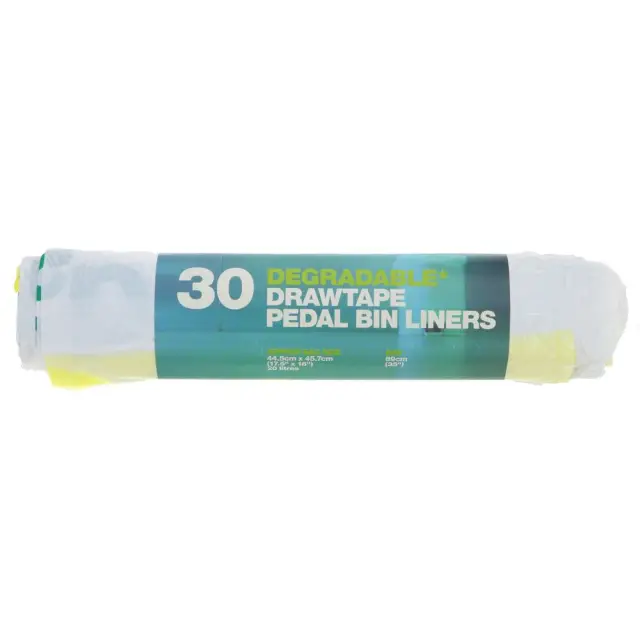 D2W - Pedal Bin Liners Drawtape 20L - 100% Degradable, 45x46cm - 30 BAG