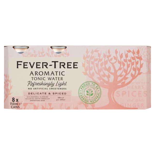 Fever-Tree Refreshingly Light Aromatic Tonic Water 8 X 150ml Cans