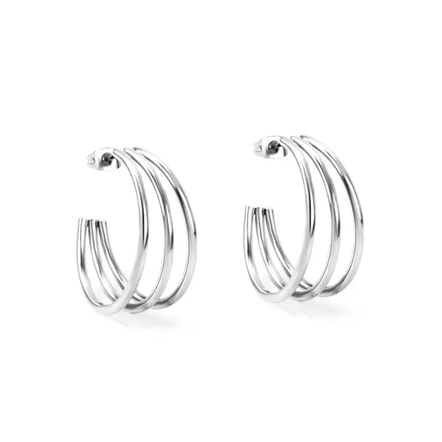Open Triple-C Stainless Steel Earrings