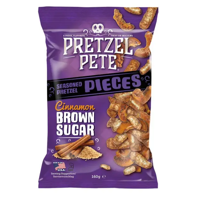 Pretzel Pete - Cinnamon Brown Sugar Seasoned Pretzel Pieces - 160g