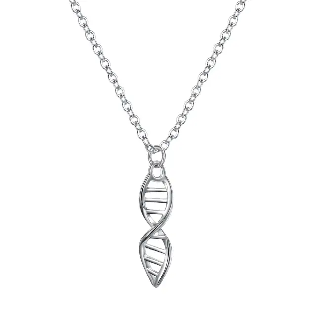 Ever Faith DNA Necklace for Women / 925 Sterling Silver / Double Helix Pendant / Biological Symbol Jewelry / Biology Molecule Chain 18"