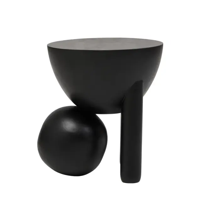 Walsa Black Finish Mango Wood Ball Detail Side Table