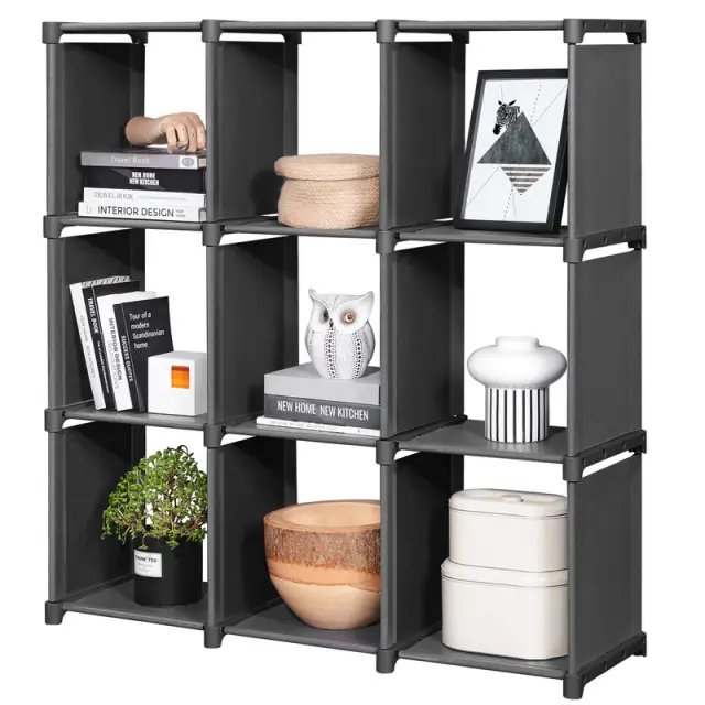SONGMICS Storage Shelf, 9 Cube, 110x30x110cm, Black