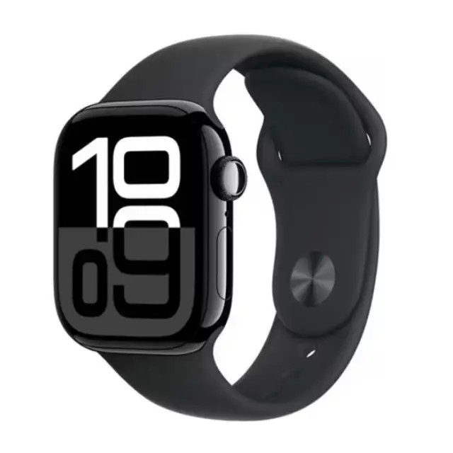 Apple Watch Series 10 GPS 42mm Jet Black Aluminium Case with Black Sport Band - S/M