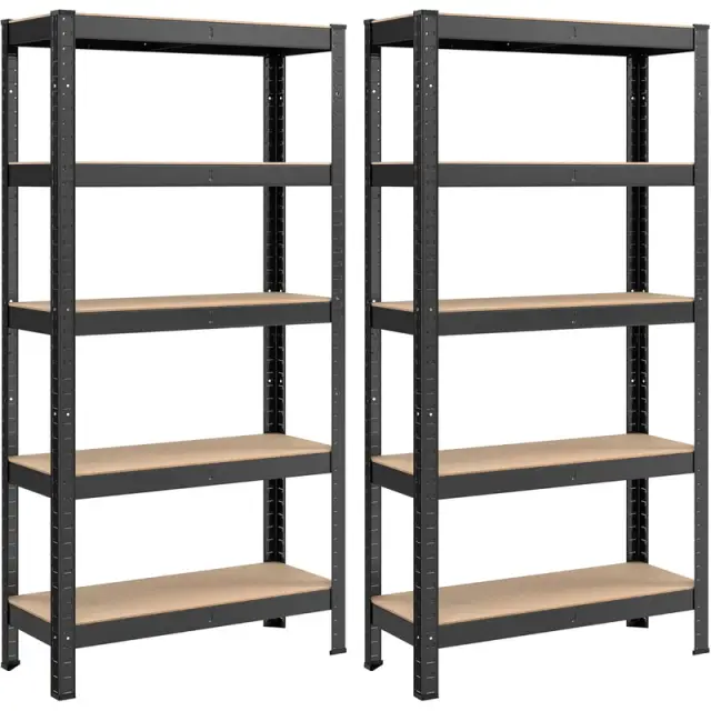 SONGMICS Shelving, Set of 2, with 5 Shelves, 75x30x150cm, Black
