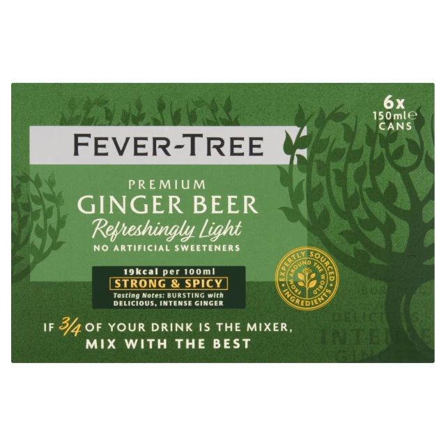 Fever-Tree Premium Refreshingly Light Ginger Beer 6 x 150ml