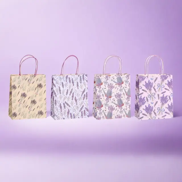 MIKIREI Medium Gift Bag - Violet, Pack of 8