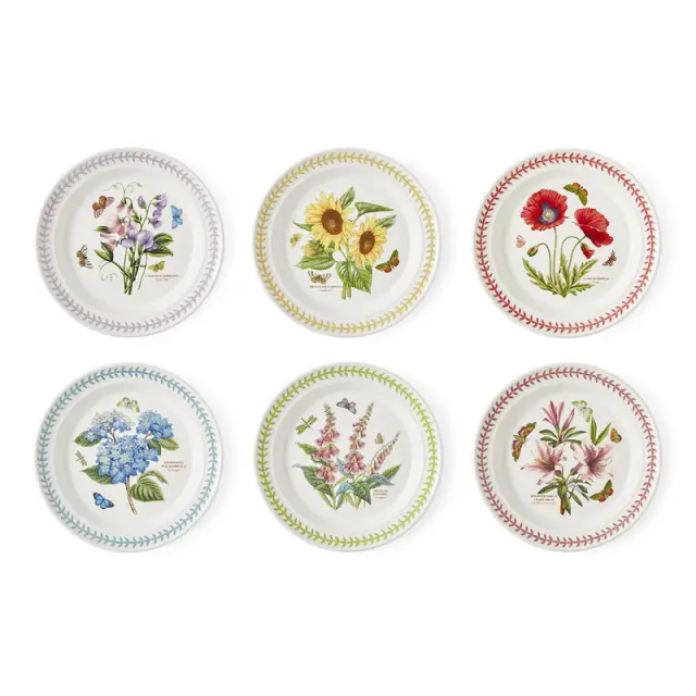 Portmeirion Botanic Garden Meadow Set Of 6 Large Dinner Plates -Assorted Designs
