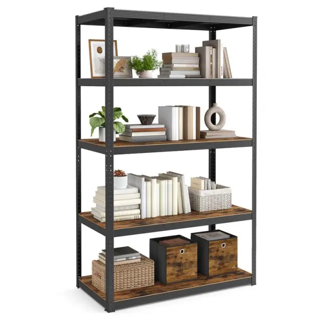 SONGMICS Shelving, 5-Tier, 200x120x60cm, Black and Rustic Brown