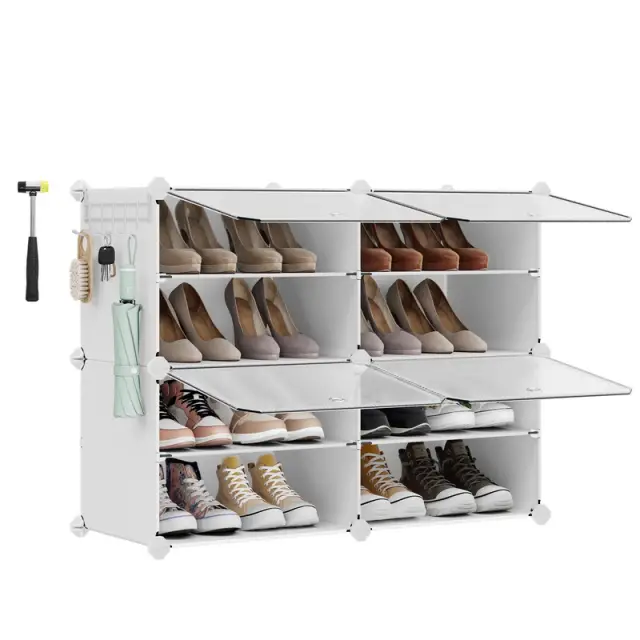 SONGMICS Shoe Rack, 4-Slot, 84.2x31.2x64.2cm, White