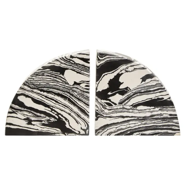 Helsa Black And White Marble Set of Two Bookends