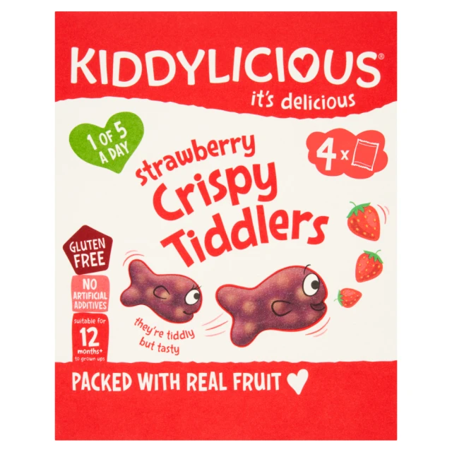 Kiddylicious Strawberry Crispy Tiddlers 12+ Months 4x12G