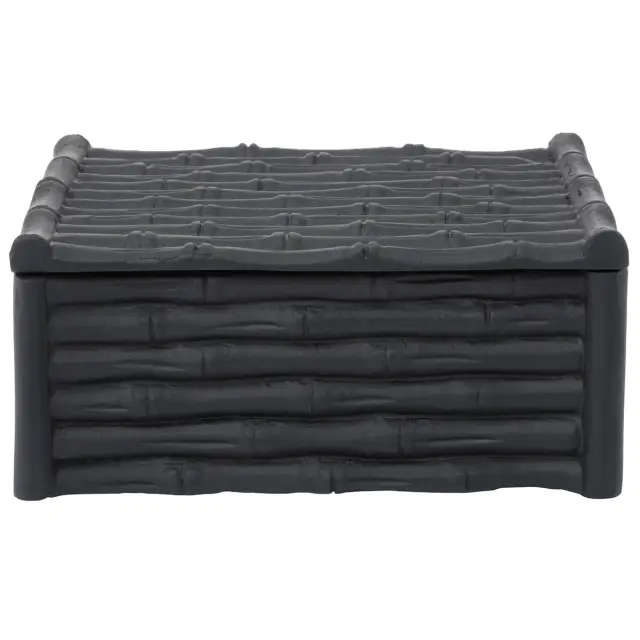 Hiba Large Black Finish Bamboo Effect Trinket Box
