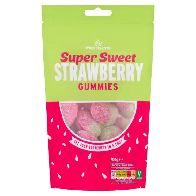 Morrisons Super Sweet Strawberry Gummies 200g