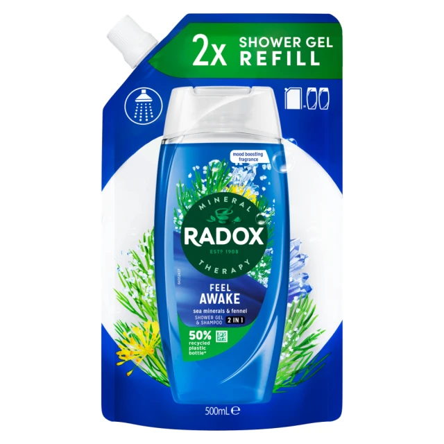 Radox Mineral Therapy 2-in-1 Shower Gel & Shampoo Feel Awake Eco Refill 500 ml