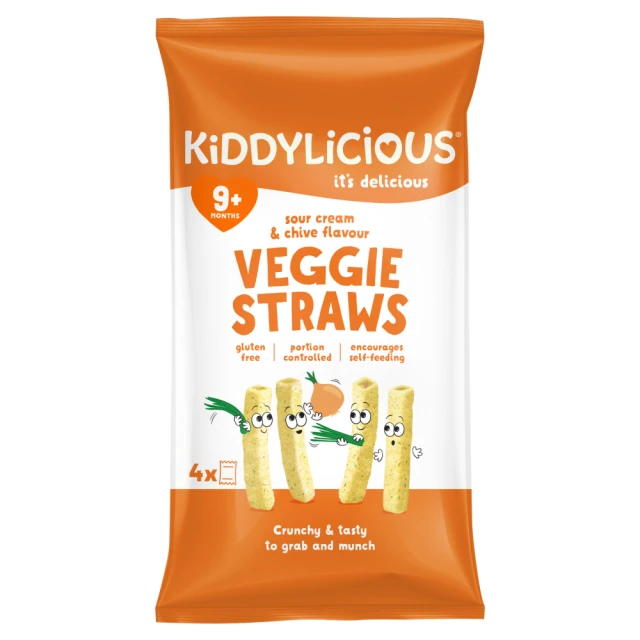 Kiddylicious Sour Cream & Chive Lentil Straws 9+ Months 4x12g