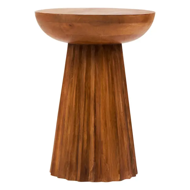 Walsa Natural Mango Wood Carved Ridge Side Table