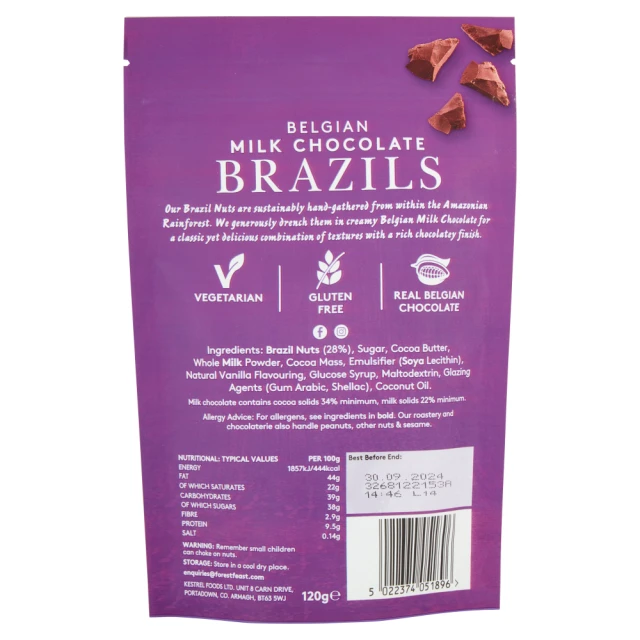 Forest Feast - Belgian Milk Chocolate Brazils 120g