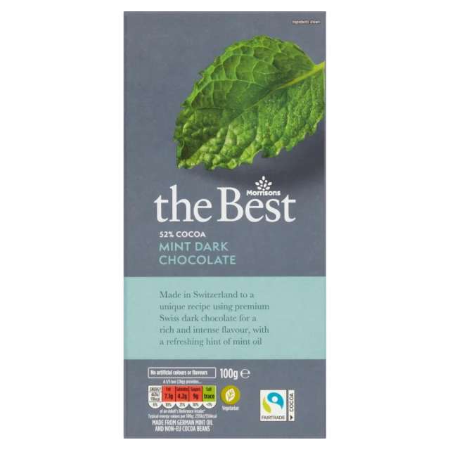 Morrisons The Best 52% Cocoa Mint Dark Chocolate 100g