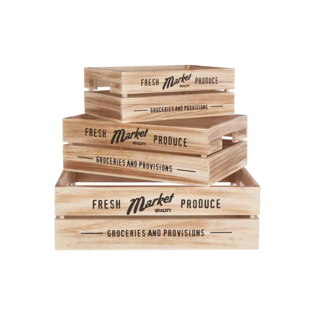 Set of 3 Rustic Provisions Natural Crates