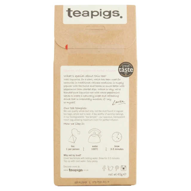 Teapigs - Liquorice & Mint - 6 x 15 Tea Bags