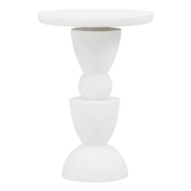 Walsa Whitewash Mango Wood Circle Column Detail Side Table