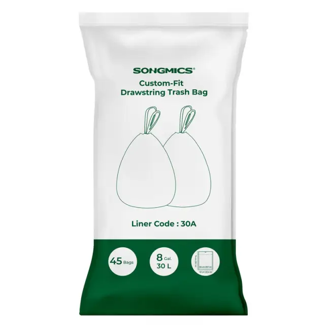 SONGMICS Trash Bag, 23x8x7cm, 1 Roll, 45 Pieces, White