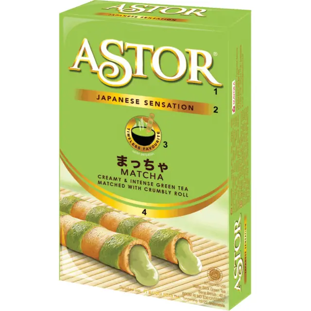 Mayora Astor Wafer Roll Matcha Flavour 40g 抺茶味蛋卷 40g