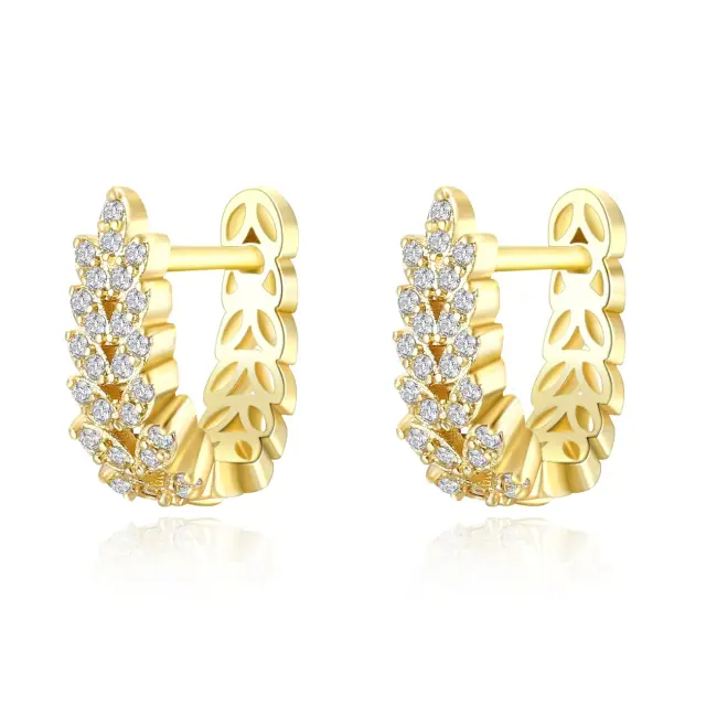 Ever Faith 925 Sterling Silver Post Huggie Hoop Earrings for Women 14k Gold Plated Sliver with Cubic Zirconia Tiny Dainty Jewelry Gift