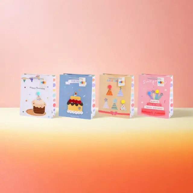 MIKIREI Large Gift Bag for Birthday - Cakes, Pack of 8