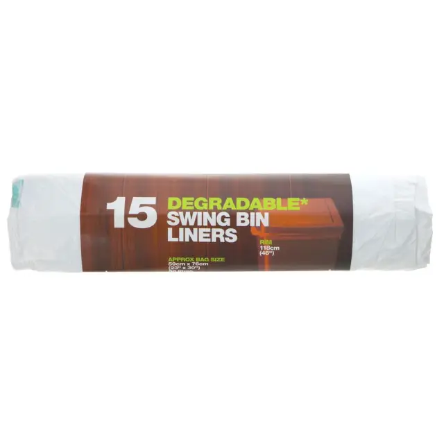D2W - Swing Bin Liners 50L White - 100% Degradable, 59x76cm - 15 BAG