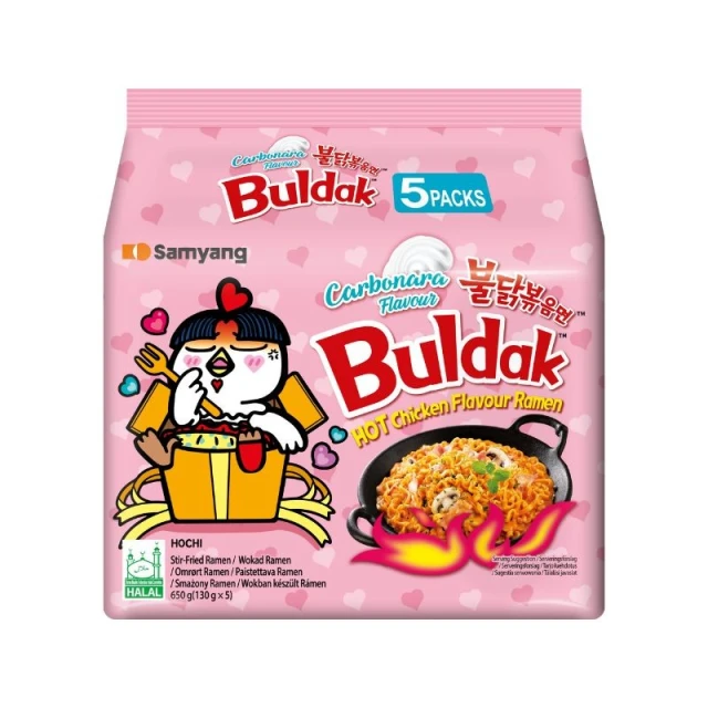 San Yang Instant Noodle – Hot Chicken Carbonara Ramen (Bag) 130g*5 三养奶油火鸡面（奶油味）出口版五连包