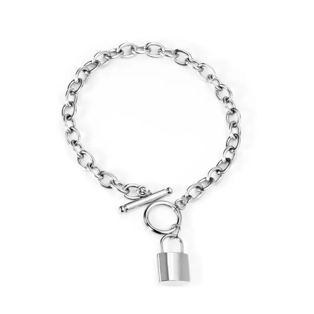 Gold Lock OT Buckle Bracelet - Stainless Steel - 20cm long x 6mm x 8mm