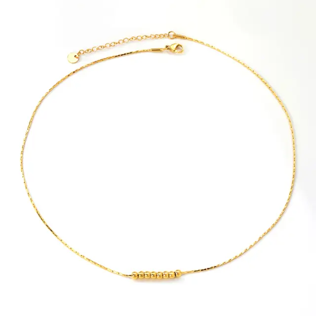 8 Ball Bead Pendant 18K Gold Plated Rectangle Box Chain 45cm Necklace