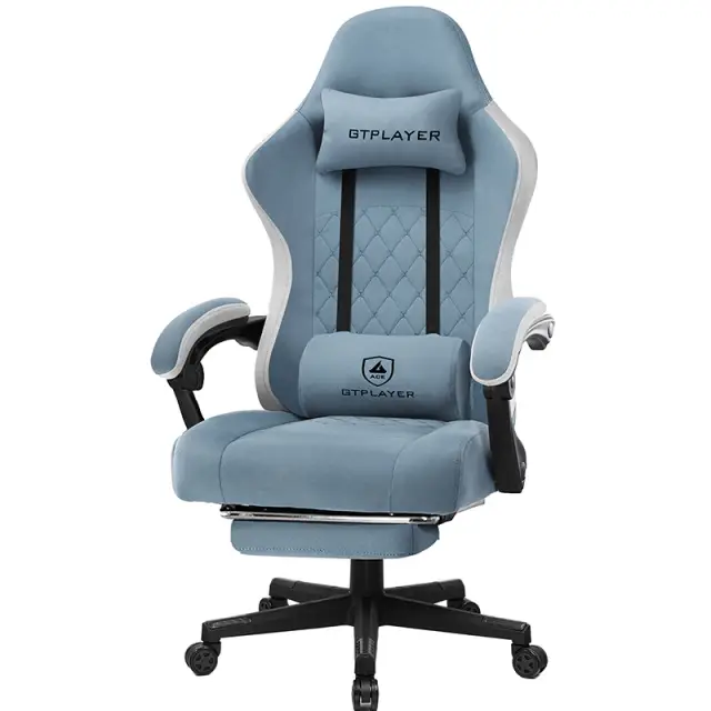 GTPLAYER LR002 Fabric Gaming Chair with Footrest Light Blue