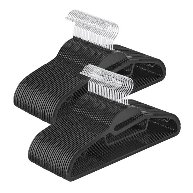 SONGMICS Plastic Clothes Hangers, Set of 50, 41×22×0.6cm, Black