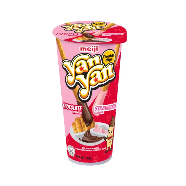 Meiji Yan Yan Biscuit Sticks with Double Cream Flavoured Dip 44g 明治欣欣杯双倍奶油口味蘸酱饼干棒 44g